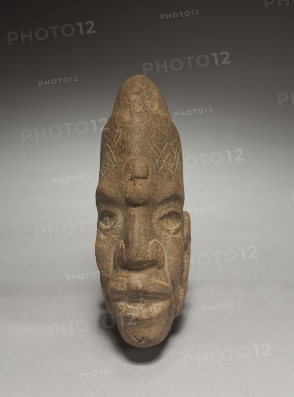 Ceremonial Axe-Head, 600-1100. Mexico, Classic Veracruz (Totonac or Tajin). Stone; overall: 20 x 6.8 x 14.3 cm (7 7/8 x 2 11/16 x 5 5/8 in.).