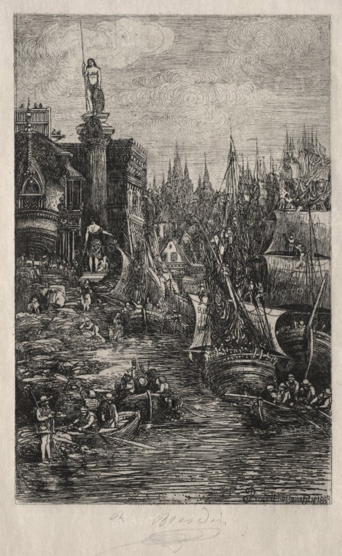 This print was published in L'Art Moderne, 2e année, no. 7, juin 1883.: My Dream, 1883. Rodolphe Bresdin (French, 1822-1885), Bizolier. Etching; sheet: 33.7 x 24.7 cm (13 1/4 x 9 3/4 in.); platemark: 22 x 13.9 cm (8 11/16 x 5 1/2 in.).