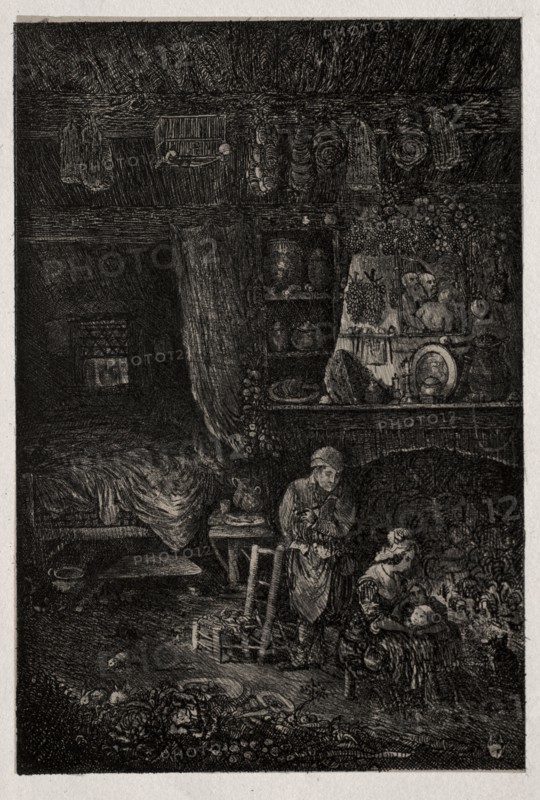Flemish Interior, 1856. Rodolphe Bresdin (French, 1822-1885). Lithograph and roulette; sheet: 31.6 x 22.6 cm (12 7/16 x 8 7/8 in.); image: 15.8 x 10.7 cm (6 1/4 x 4 3/16 in.).