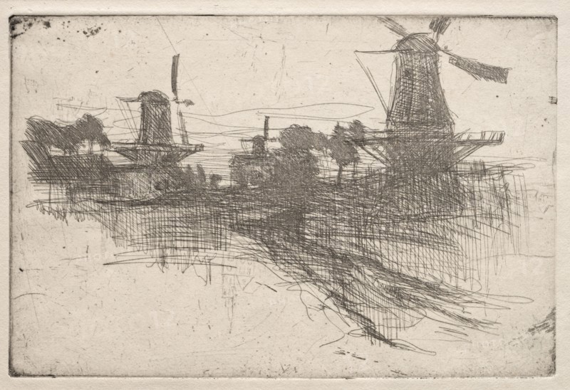 Evening, Dordrecht. John Henry Twachtman (American, 1853-1902). Etching