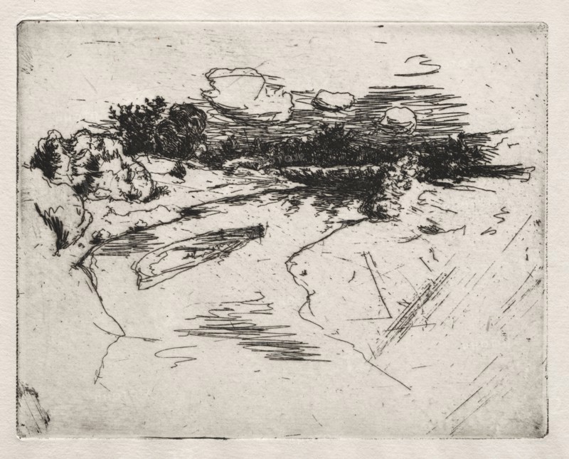 Miami River, near Cincinnati, Ohio. John Henry Twachtman (American, 1853-1902). Etching