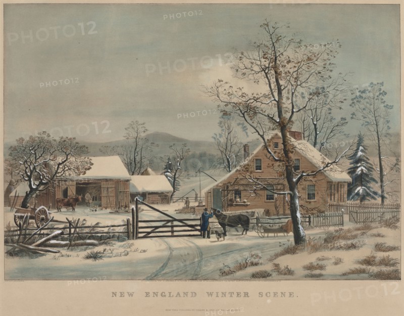 New England Winter Scene, 1861. And James Merritt Ives (American, 1824-1895), Nathaniel Currier (American, 1813-1888). Lithograph, hand colored; image: 41.8 x 60 cm (16 7/16 x 23 5/8 in.)