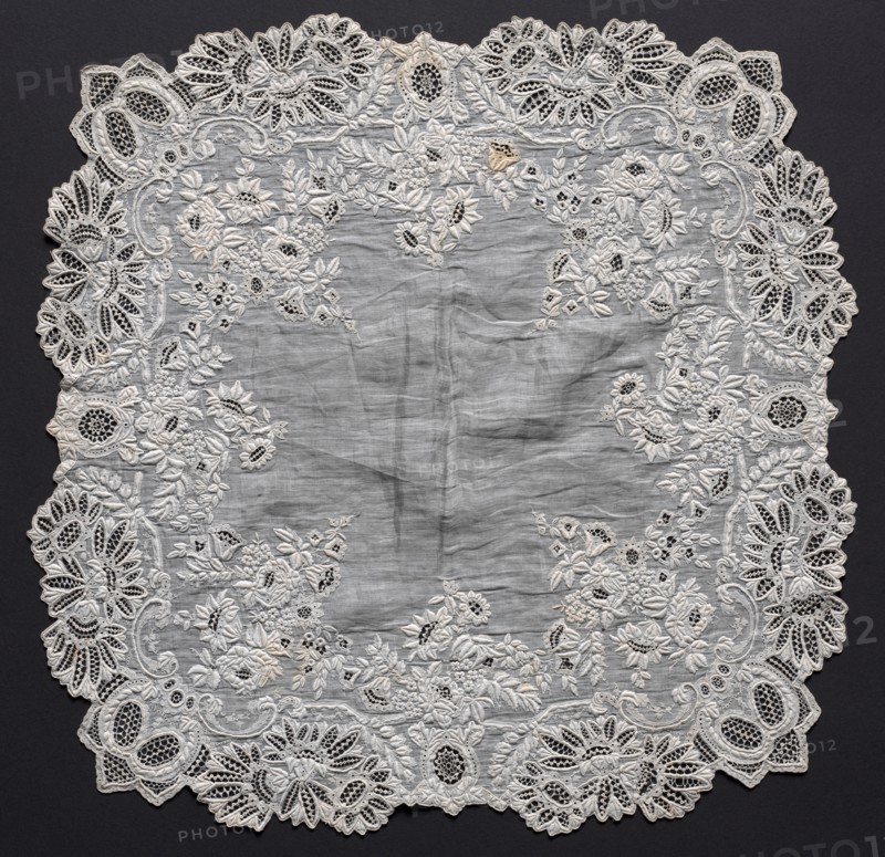 Embroidered Handkerchief, 19th century. Switzerland, 19th century. Embroidery; cotton on linen; average: 41.3 x 41.3 cm (16 1/4 x 16 1/4 in.).