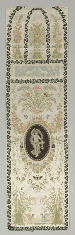 Wall Covering with Classical Figure, late 1700s - early 1800s. Philippe de Lasalle (French, 1723-1805), Camille Pernon & Cie (French). Lampas (satin weave and plain weave variant), brocaded, appliquéd, embroidered; silk; overall: 203.2 x 57.2 cm (80 x 22 1/2 in.)
