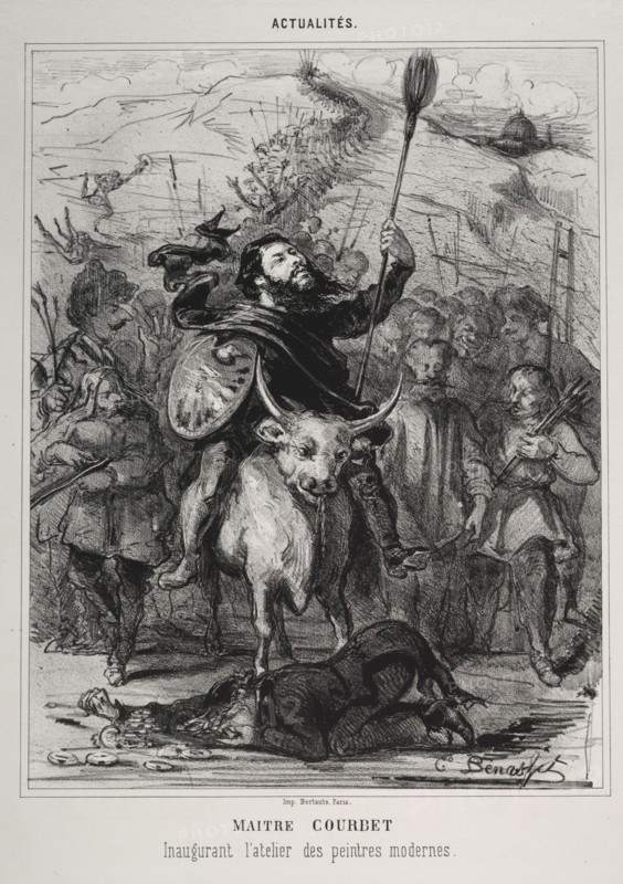 Actualities:  Master Courbet Inaugurates the School of Modern Painting. Émile Bénassit (French, 1833-1902). Lithograph