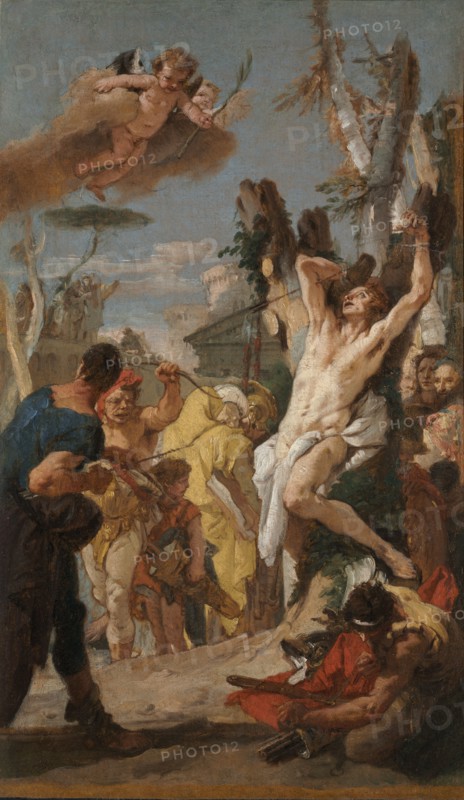 Study for "The Martyrdom of Saint Sebastian" (for the Augustinian monastery at Diessen, Germany), 1739. Giovanni Battista Tiepolo (Italian, 1696-1770). Oil on canvas; framed: 67.5 x 45.5 x 6 cm (26 9/16 x 17 15/16 x 2 3/8 in.); unframed: 51.7 x 31.7 cm (20 3/8 x 12 1/2 in.).