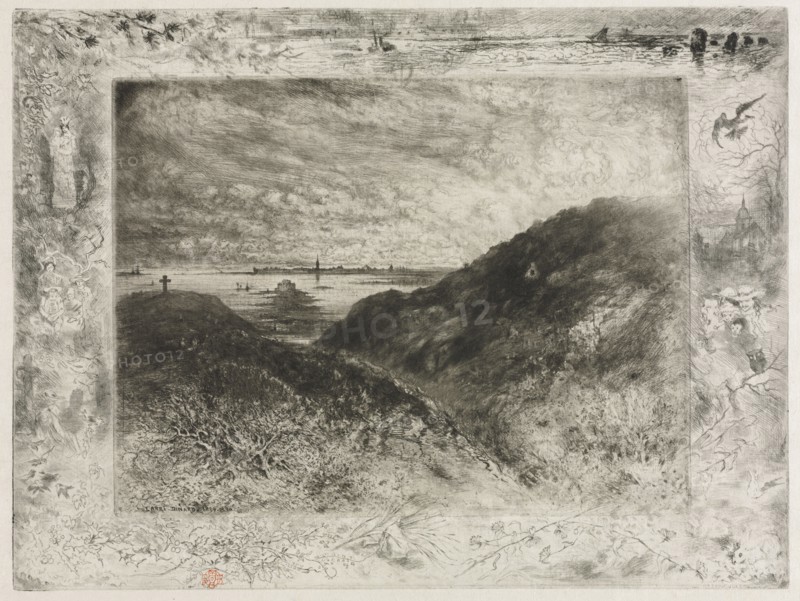 The Cliff, Bay of Saint Malo, 1886-1890. Félix Hilaire Buhot (French, 1847-1898). Etching, drypoint, aquatint and roulette; sheet: 40.1 x 50.8 cm (15 13/16 x 20 in.); platemark: 30.1 x 40.1 cm (11 7/8 x 15 13/16 in.)