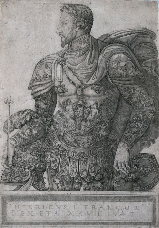 Henri II, King of France, at the age of 28, 1547. Nicolo della Casa (French, active 1543–48). Engraving; sheet: 41.3 x 29.3 cm (16 1/4 x 11 9/16 in.)