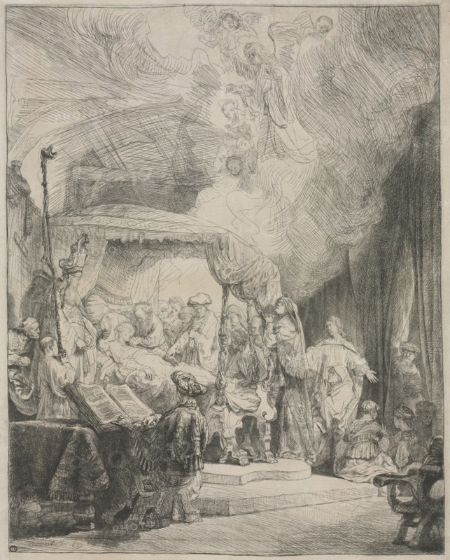 The Death of the Virgin, 1639. Rembrandt van Rijn (Dutch, 1606-1669). Etching