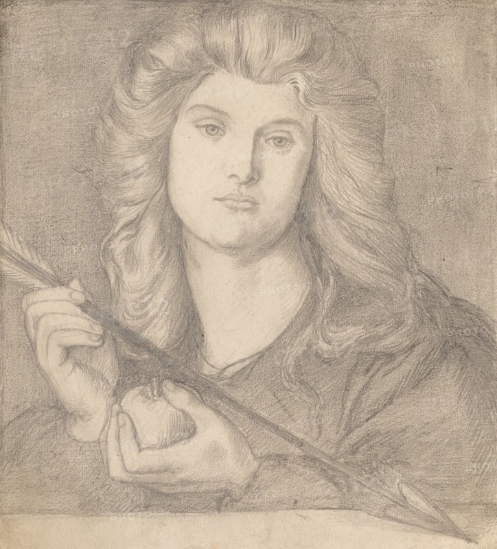 Study for "Venus Verticordia". Dante Gabriele Rossetti (British, 1828-1882). Pencil;