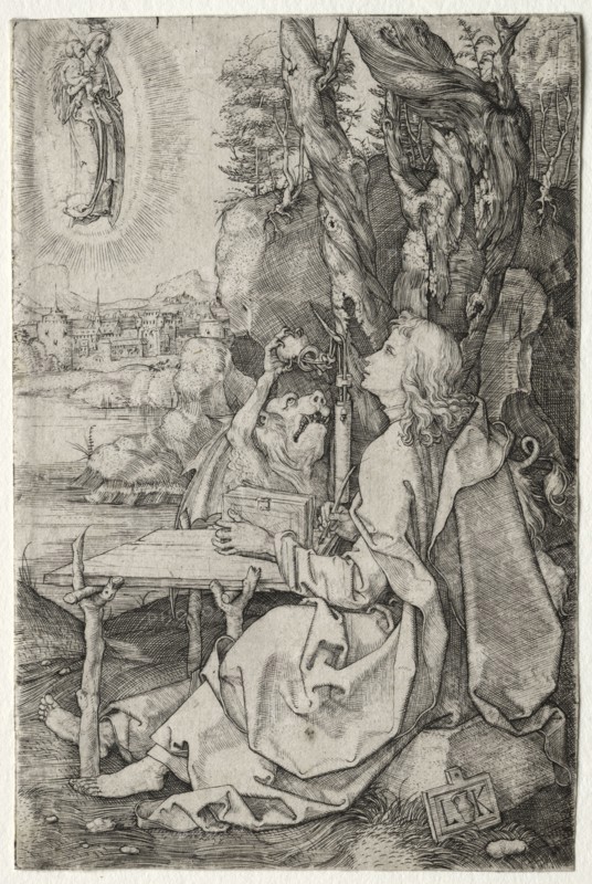 St. John on the Island of Patmos. Ludwig Krug (German, 1490-1532). Engraving