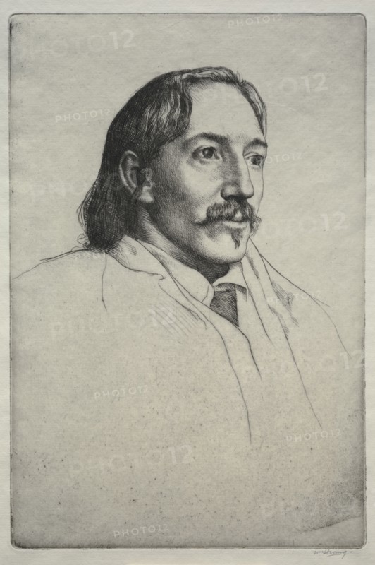Robert Louis Balfour Stevenson, 1893. William Strang (British, 1859-1921). Etching