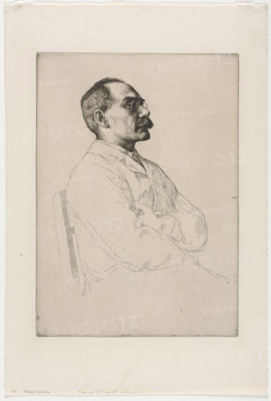 Sir Rudyard Kipling, 1898. William Strang (British, 1859-1921). Etching