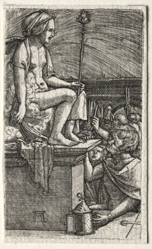 The Roman Courtesan or The Revenge of the Sorcerer Virgil, 1520-1526. Albrecht Altdorfer (German, c. 1480-1538). Engraving
