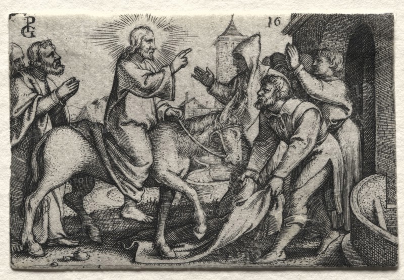 The Life of Jesus Christ:  Christ Entering Jerusalem, c. 1534-35. Georg Pencz (German, c. 1500-1550). Engraving