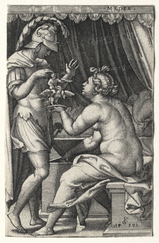 Medea and Jason, 1539. Georg Pencz (German, c. 1500-1550). Engraving