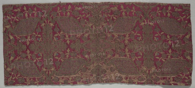 Brocaded Satin Textile, 16th century. Italy, 16th century. Brocade; silk and metal; average: 64.2 x 28 cm (25 1/4 x 11 in.).