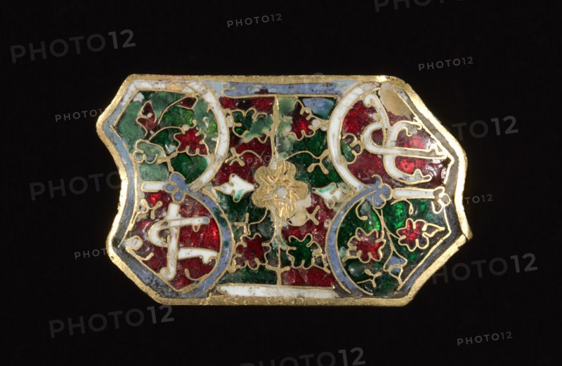 Pair of Plaques (Appliqué), 1300s. Spain (Hispano-Moresque), 14th century. Translucent enamel on gold; overall: 2 x 3 cm (13/16 x 1 3/16 in.)