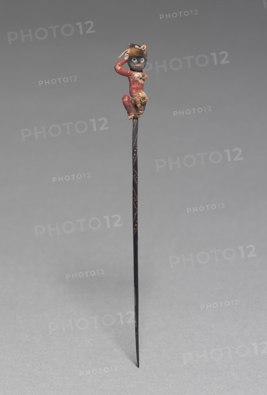 Pin with Yarn Figure, c. 300 BC-AD 200. Peru, South Coast, Nasca style?, Nasca style?, 100 BC-AD 650. Wood, yarn, paint; overall: 12.6 cm (4 15/16 in.).
