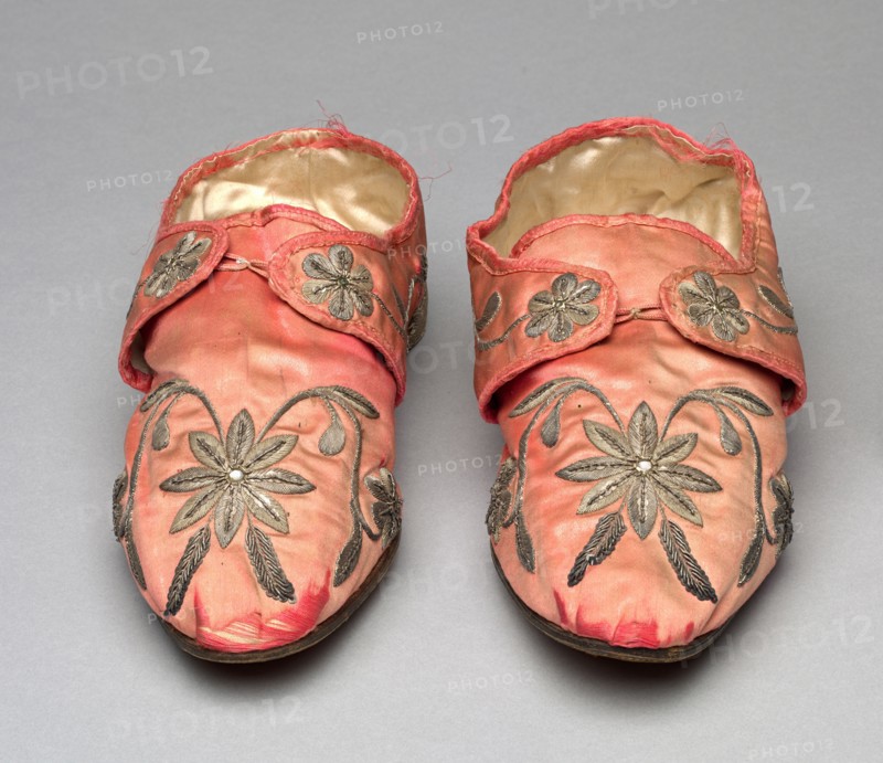 Pair of Slippers, early 1700s. Italy, Venice, early 18th century. overall: 9 x 8.6 x 26 cm (3 9/16 x 3 3/8 x 10 1/4 in.)