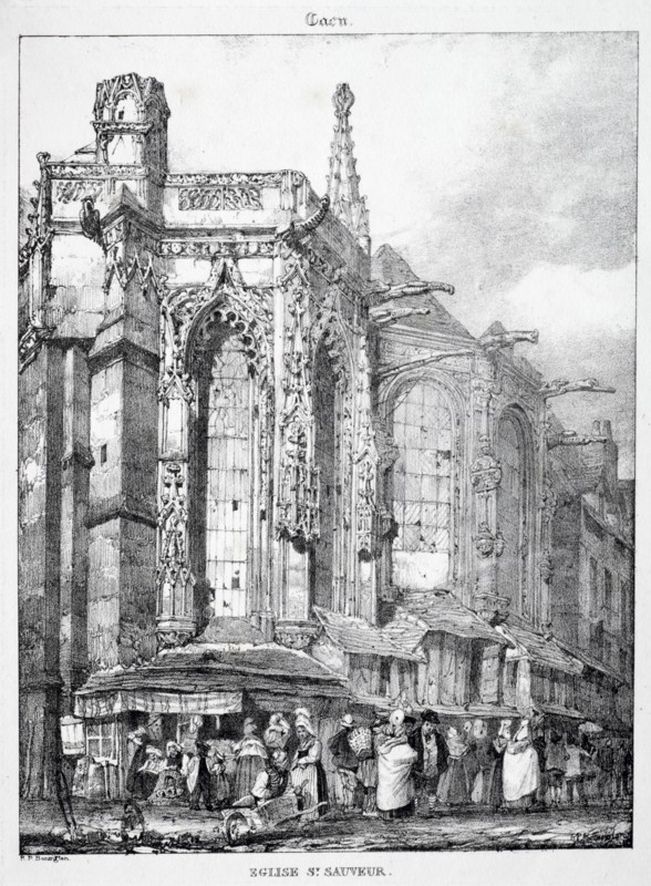 Restes et Fragmens d'Architecture du Moyen Age:  Église St. Sauveur, Caën. Richard Parkes Bonington (British, 1802-1828). Lithograph
