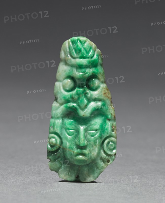 Head Ornament, c. 600-900. Honduras, Copan, Maya, 7th-10th Century. Jade; overall: 7.7 x 3.8 cm (3 1/16 x 1 1/2 in.).