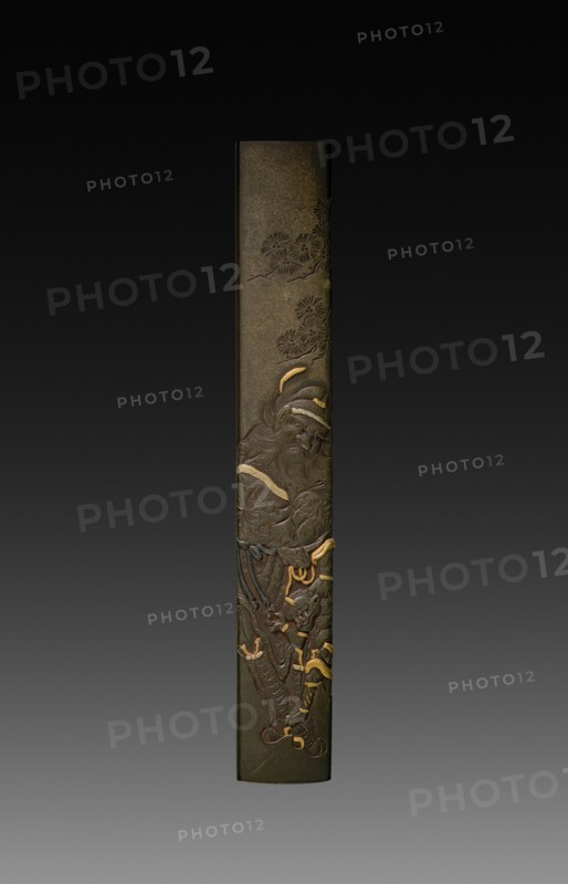 Knife Handle (Kozuka), c 1800s. Japan, 19th century. Inlaid bronze; overall: 1.4 cm (9/16 in.).