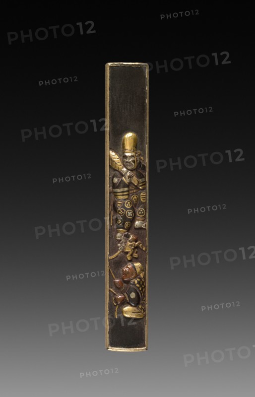 Knife Handle (Kozuka), c 1800s. Japan, 19th century. Inlaid bronze; overall: 1.4 cm (9/16 in.).