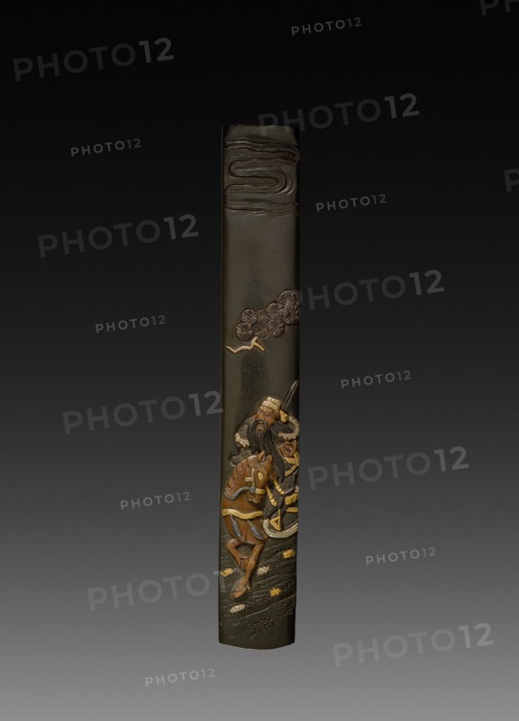 Knife Handle (Kozuka), c 1800s. Japan, 19th century. Inlaid bronze; overall: 1.4 cm (9/16 in.).