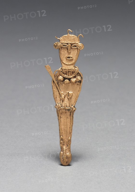 Tunjos (Votive Offering Figurine), c. 900-1550. Colombia, Muisca style, 10th-16th century. Cast gold; overall: 6.9 x 1.9 x 0.3 cm (2 11/16 x 3/4 x 1/8 in.).
