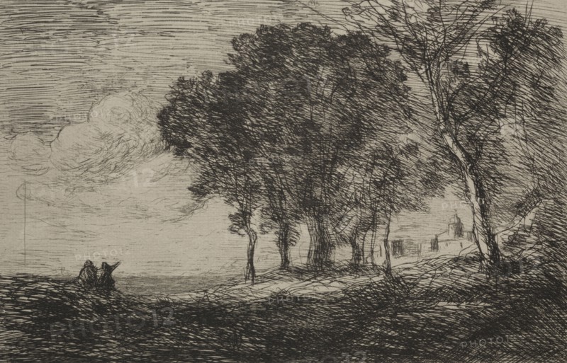 Italian Landscape, c. 1865. Jean Baptiste Camille Corot (French, 1796-1875). Etching; sheet: 31.1 x 44.3 cm (12 1/4 x 17 7/16 in.); platemark: 15.4 x 23.6 cm (6 1/16 x 9 5/16 in.)