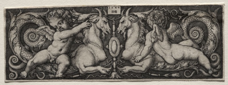 Two Genii, 1544. Hans Sebald Beham (German, 1500-1550). Engraving