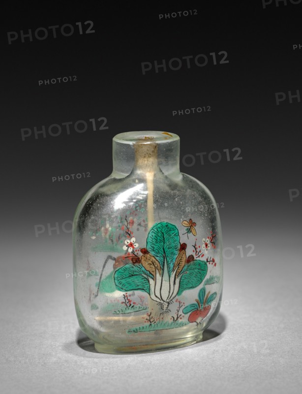 Snuff Bottle with Stopper, 19th Century. China, Qing dynasty (1644-1911). Glass; with cover: 8.4 cm (3 5/16 in.).