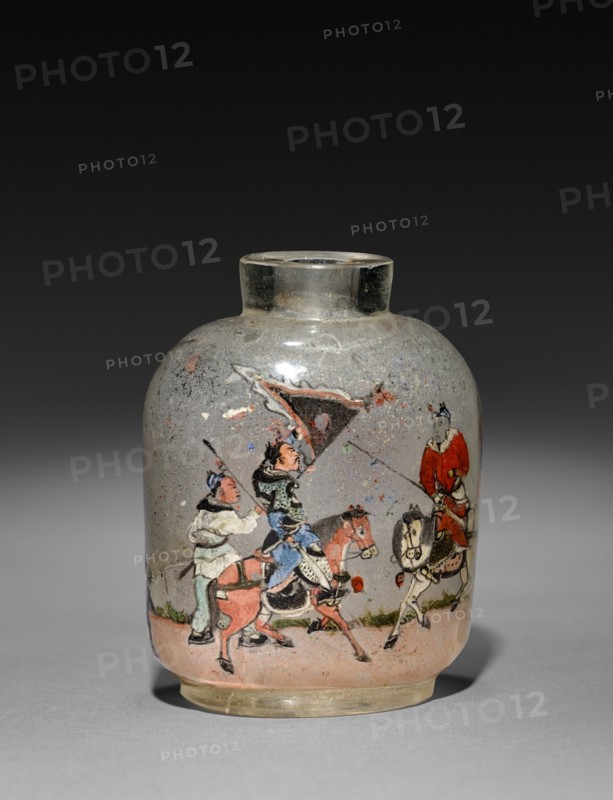 Snuff Bottle with Stopper, 1800s. China, Qing dynasty (1644-1911). Glass; with cover: 9.3 cm (3 11/16 in.).