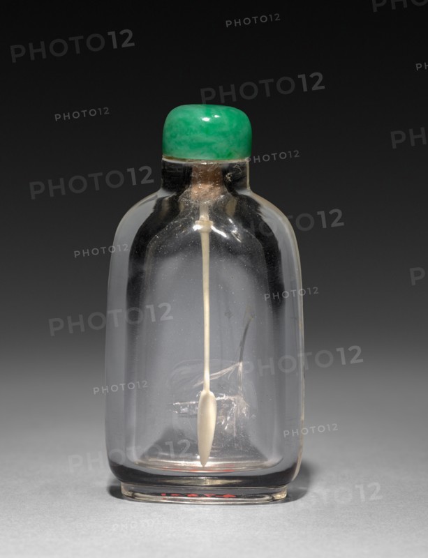 Snuff Bottle with Stopper, 19th-early 20th century. China, Qing dynasty (1644-1911). Crystal with jade; with cover: 7.7 cm (3 1/16 in.).