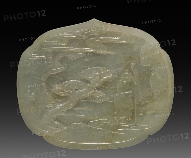 Plaque, 19th-20th Century. China, Qing dynasty (1644-1911). Jade; overall: 6 cm (2 3/8 in.).