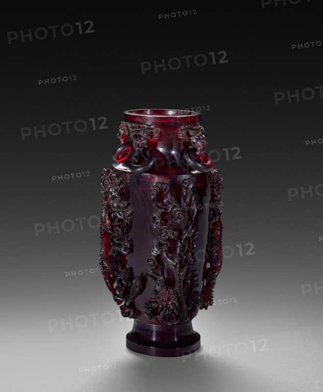 Vase, 1735-1795. China, Qing dynasty (1644-1912), Qianlong reign (1735-1795). Carved red amber; overall: 22.3 cm (8 3/4 in.).