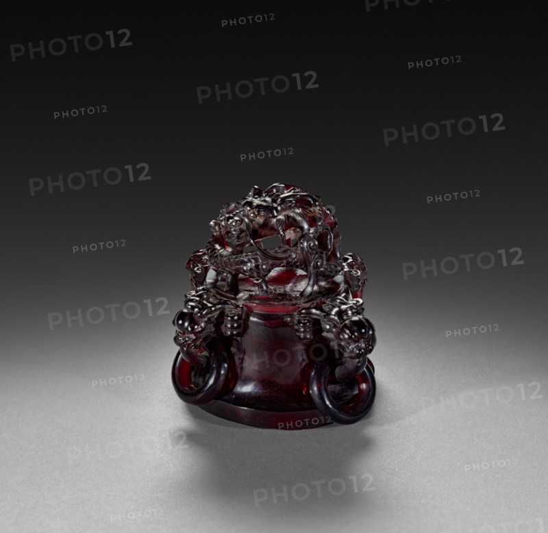 Vase (cover), 1735-1795. China, Qing dynasty (1644-1912), Qianlong reign (1735-1795). Carved red amber; overall: 22.3 cm (8 3/4 in.).
