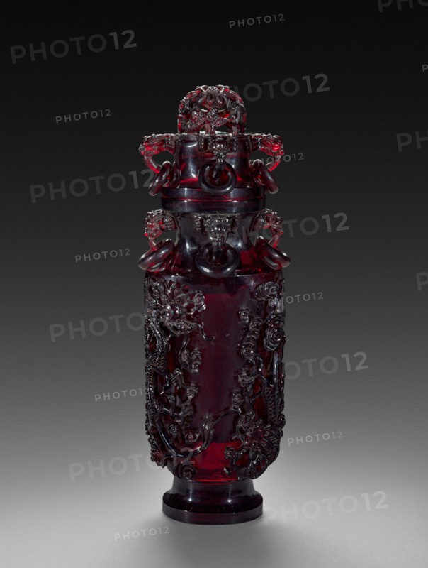 Vase, 1735-1795. China, Qing dynasty (1644-1912), Qianlong reign (1735-1795). Carved red amber; overall: 22.3 cm (8 3/4 in.).