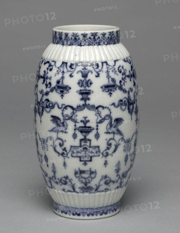 Vase, c. 1695- 1700. Saint Cloud Porcelain Factory (French). Molded soft-paste porcelain with blue underglaze; overall: 20.7 cm (8 1/8 in.).