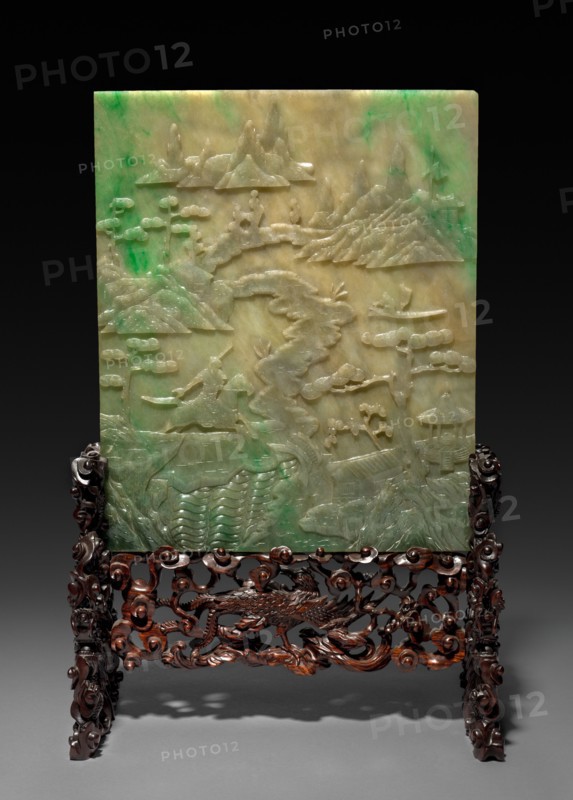 Table Screen with Stand, 1644-1912. China, Qing dynasty (1644-1911). Jade             ; overall: 29.8 x 24.4 cm (11 3/4 x 9 5/8 in.).