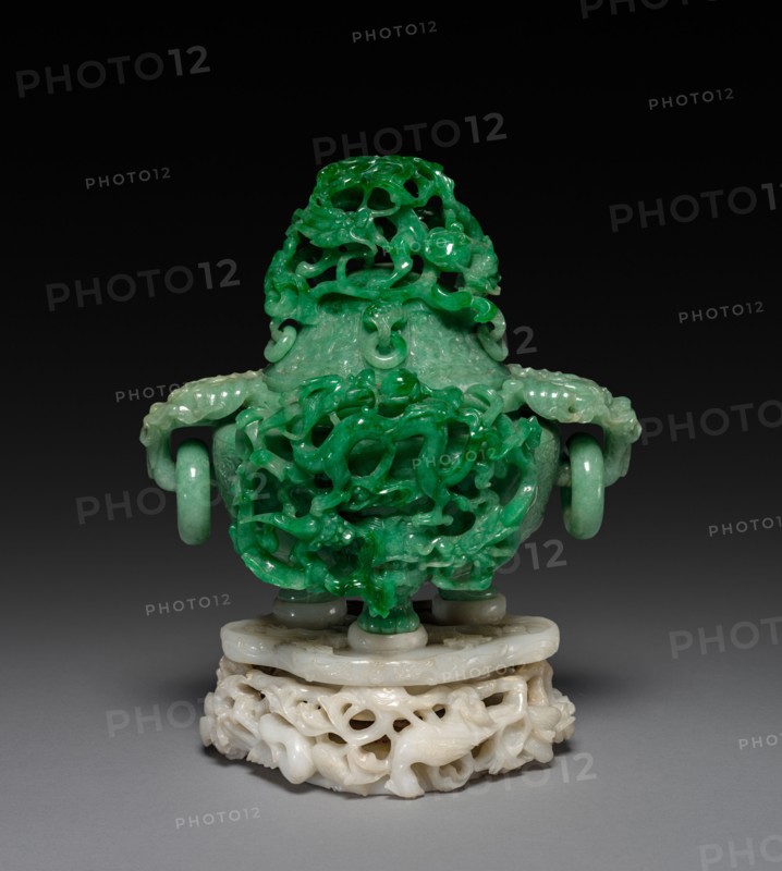 Three-Sectional Altar Group: Koro with Lid and Base, 1644-1912. China, Qing dynasty (1644-1911). Jade ;