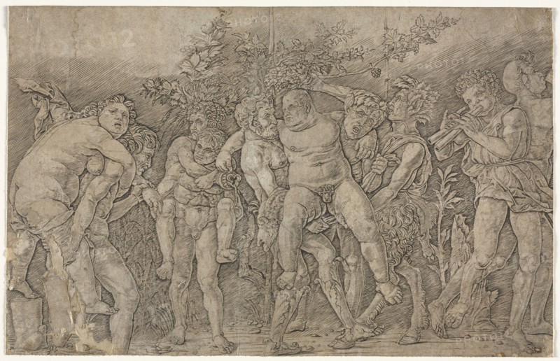 Bacchanal with Silenus. Andrea Mantegna (Italian, 1431-1506). Engraving