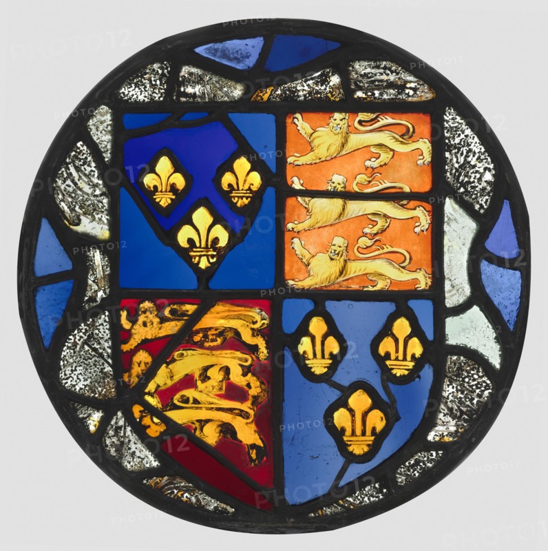 Heraldic Roundel, 1500s. England, 16th century. Pot-metal and white glass, silver stain; diameter: 27.7 cm (10 7/8 in.).