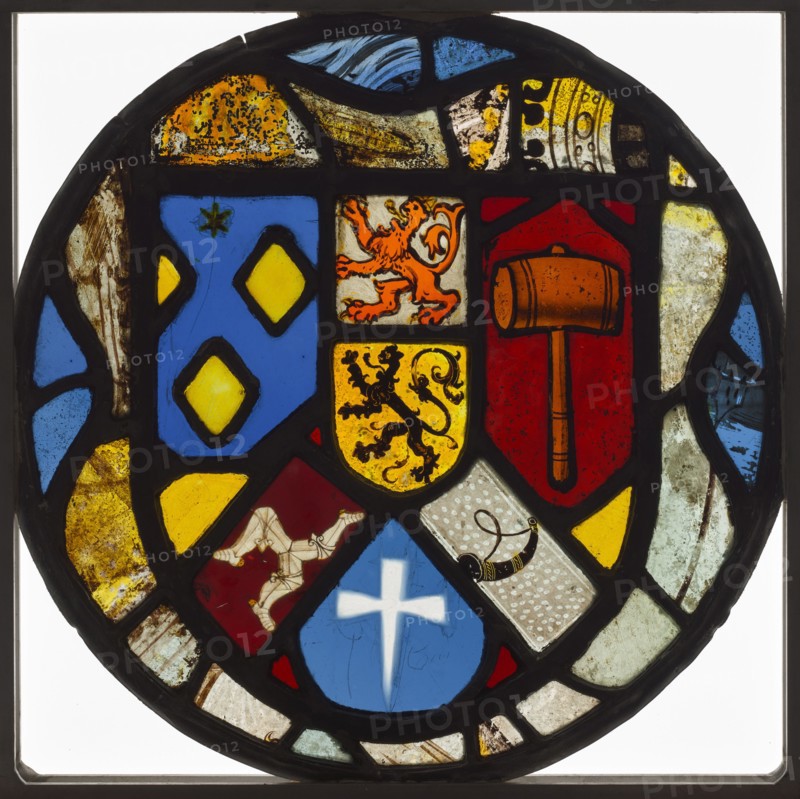 Heraldic Roundel, 1500s. England, 16th century. Pot-metal and white glass, silver stain; diameter: 27.7 cm (10 7/8 in.)