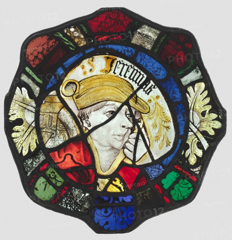Jeremiah, c. 1440-1450. England, 15th century. White glass with silver stain; overall: 33 x 31.8 cm (13 x 12 1/2 in.)