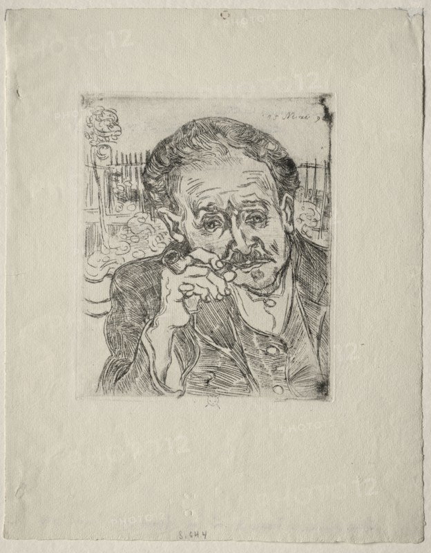 Dr. Gachet, 1890. Vincent van Gogh (Dutch, 1853-1890). Etching and drypoint, enhanced with black ink on laid paper; 18.1 x 15.2 cm (7 1/8 x 6 in.)