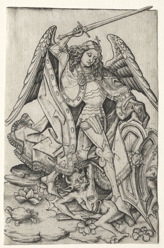 Saint Michael, third quarter 15th century. Master E. S. (German). Engraving; sheet: 13.7 x 9 cm (5 3/8 x 3 9/16 in.)