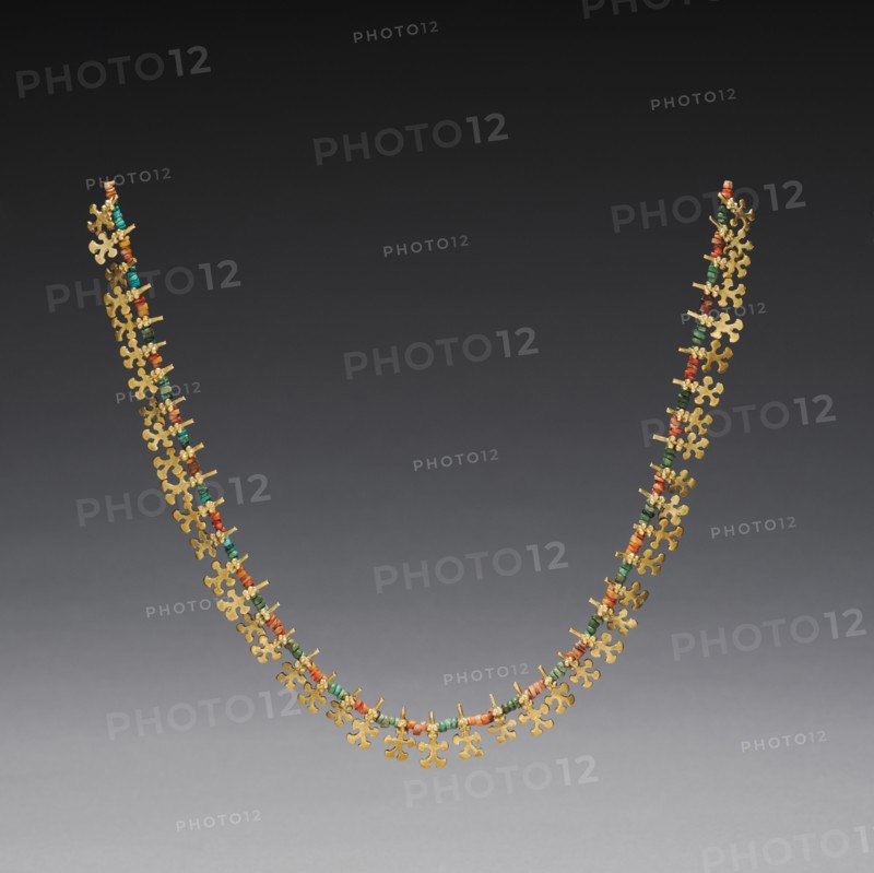 Necklace of Insect(?) Beads , 300 BC - AD 300. Colombia, Malagana region, 4th century BC - 4th century AD. Cast gold, turquoise, shell (modern stringing); overall: 43.2 cm (17 in.).