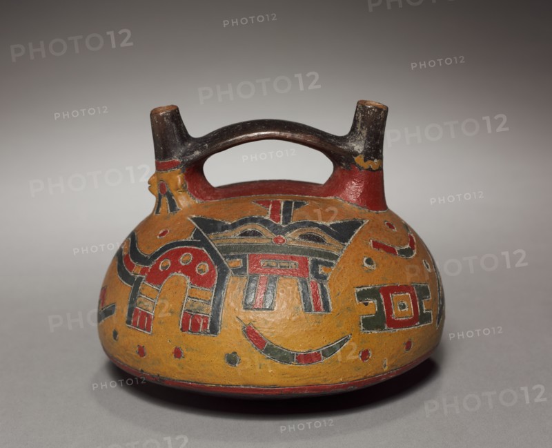 Vessel with Feline, 700 BC-1. Peru, South Coast, Paracas (Cavernas) style (700 BC-AD 1). Earthenware, resin-based paint; diameter: 14.2 cm (5 9/16 in.); overall: 11.3 cm (4 7/16 in.).
